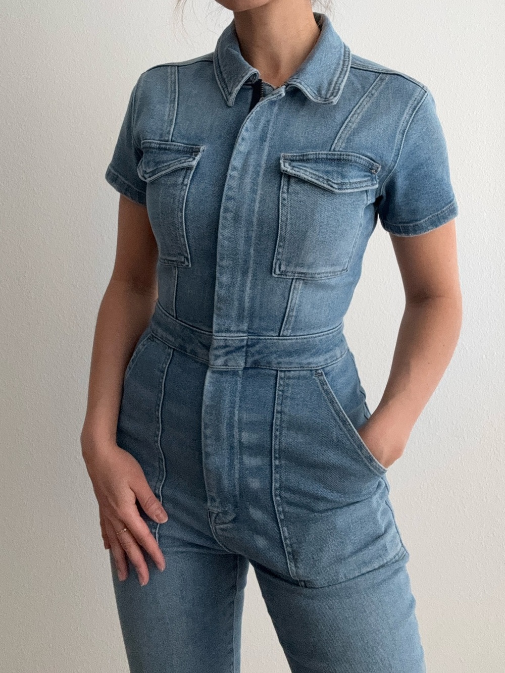 Good American - Women's Blue Denim Jumpsuit